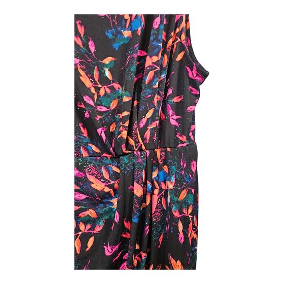 Torrid NWT Dress 3X Midi Sleeveless Stretch Floral Ruching Black Multicolor - Picture 4 of 10